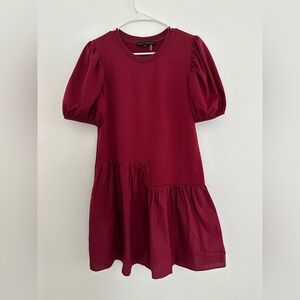 Woman cotton English Factory Burgundy Asymmetrical Dress